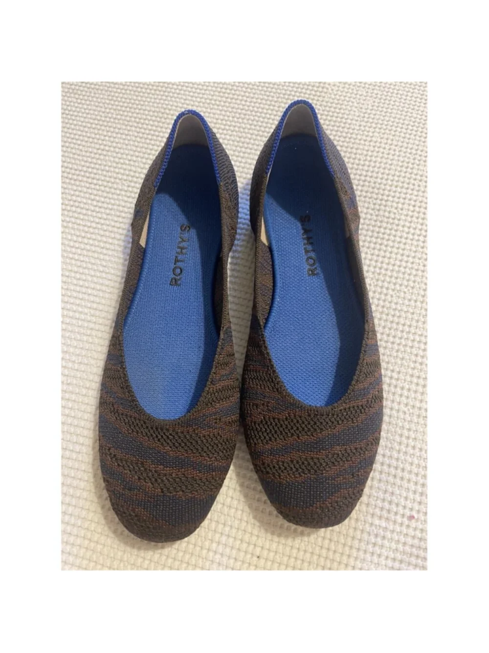 Rothy’s Sapphire Zebra Square Toe Ballet Flat Animal Print Shoes 8.5